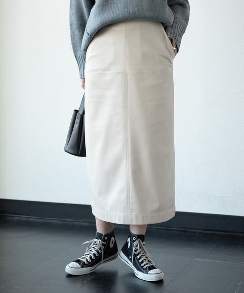 Aunt Marie's（アントマリーズ）の「フェイクレザータイトスカート（スカート・レディース・アイボリー/グリーン/ブラック・FREE）」の8枚目の写真