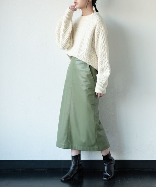 Aunt Marie's（アントマリーズ）の「フェイクレザータイトスカート（スカート・レディース・アイボリー/グリーン/ブラック・FREE）」の20枚目の写真