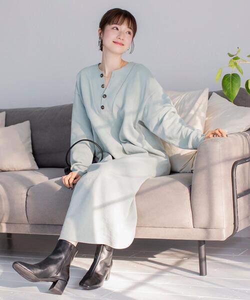 coen（コーエン）の「【WEB限定カラー】オーガニックUSAコットン裏毛ワンピース（ワンピース・レディース・ベージュ/ブラック/ライム/コバルトブルー・FREE）」の21枚目の写真