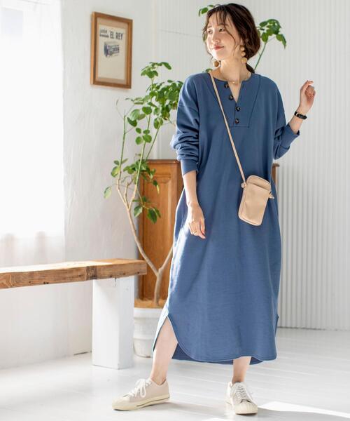 coen（コーエン）の「【WEB限定カラー】オーガニックUSAコットン裏毛ワンピース（ワンピース・レディース・ベージュ/ブラック/ライム/コバルトブルー・FREE）」の12枚目の写真