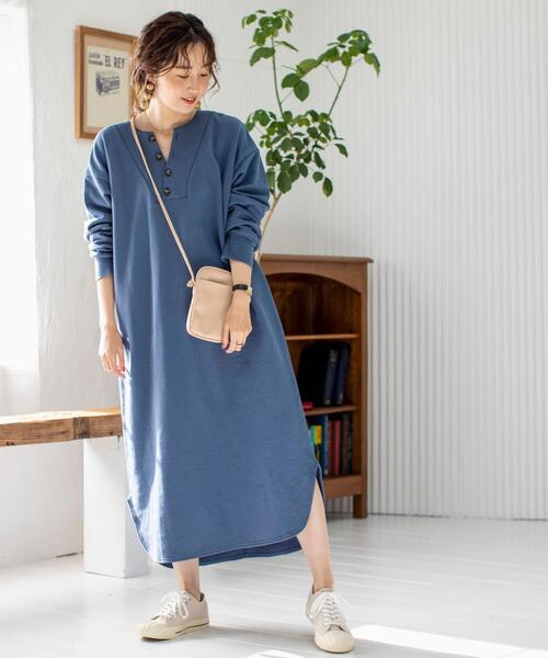 coen（コーエン）の「【WEB限定カラー】オーガニックUSAコットン裏毛ワンピース（ワンピース・レディース・ベージュ/ブラック/ライム/コバルトブルー・FREE）」の13枚目の写真