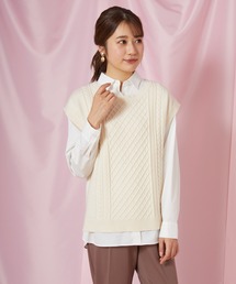 Rewde | ニットベスト×シャツセット（1R11-12014）(アンサンブル)
