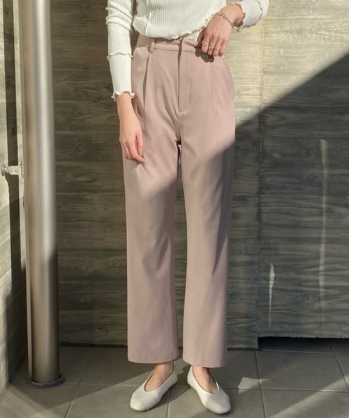 She's Closet(シーズクローゼット)の「ハイウエストフルレングスストレートパンツ(その他パンツ・レディース・グリーン/ブルーグリーン/ベージュ/スモークピンク/ブルー/ブラック・FREE)」の1枚目の写真