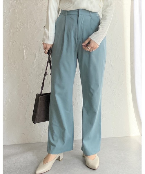 She's Closet(シーズクローゼット)の「ハイウエストフルレングスストレートパンツ(その他パンツ・レディース・グリーン/ブルーグリーン/ベージュ/スモークピンク/ブルー/ブラック・FREE)」の5枚目の写真