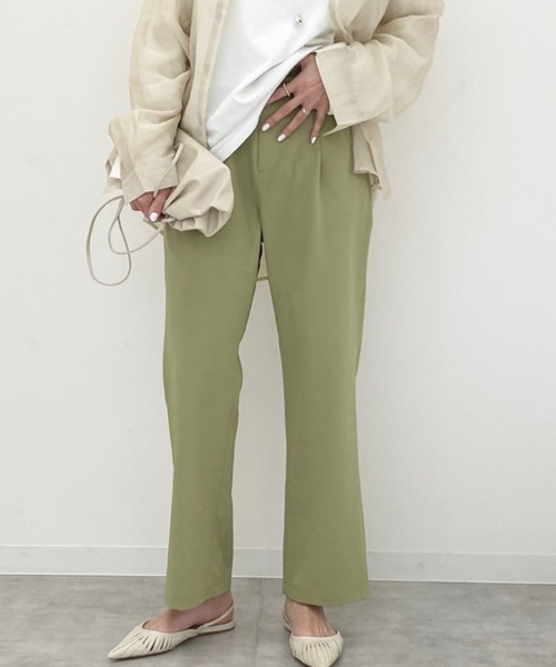 She's Closet(シーズクローゼット)の「ハイウエストフルレングスストレートパンツ(その他パンツ・レディース・グリーン/ブルーグリーン/ベージュ/スモークピンク/ブルー/ブラック・FREE)」の2枚目の写真
