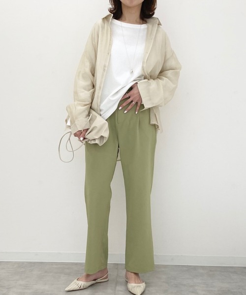 She's Closet(シーズクローゼット)の「ハイウエストフルレングスストレートパンツ(その他パンツ・レディース・グリーン/ブルーグリーン/ベージュ/スモークピンク/ブルー/ブラック・FREE)」の12枚目の写真