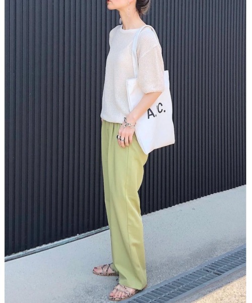 She's Closet(シーズクローゼット)の「ハイウエストフルレングスストレートパンツ(その他パンツ・レディース・グリーン/ブルーグリーン/ベージュ/スモークピンク/ブルー/ブラック・FREE)」の14枚目の写真