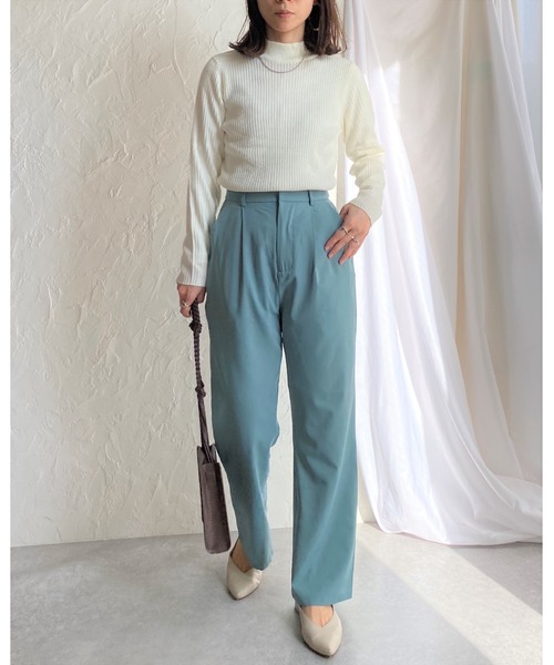 She's Closet(シーズクローゼット)の「ハイウエストフルレングスストレートパンツ(その他パンツ・レディース・グリーン/ブルーグリーン/ベージュ/スモークピンク/ブルー/ブラック・FREE)」の18枚目の写真
