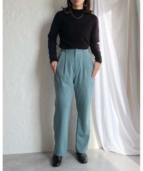 She's Closet(シーズクローゼット)の「ハイウエストフルレングスストレートパンツ(その他パンツ・レディース・グリーン/ブルーグリーン/ベージュ/スモークピンク/ブルー/ブラック・FREE)」の19枚目の写真