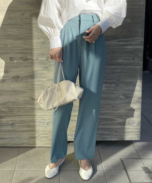 She's Closet(シーズクローゼット)の「ハイウエストフルレングスストレートパンツ(その他パンツ・レディース・グリーン/ブルーグリーン/ベージュ/スモークピンク/ブルー/ブラック・FREE)」の9枚目の写真