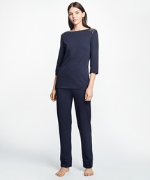 BROOKS BROTHERS（ブルックスブラザーズ）の「コットンインターロック レースディテール 3/4スリーブパジャマ【ZOZOTOWN限定展開 OUTLET】（ルームウェア/パジャマ・レディース）」