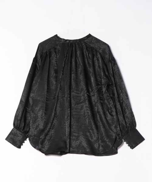 STYLEBLOCK(スタイルブロック)の「ジャガードリーフ柄ギャザーブラウス(シャツ/ブラウス・レディース・アイボリー/ホワイト/ブラック・M)」の3枚目の写真