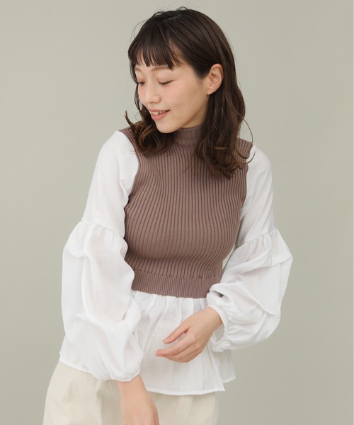 sakishimatokyo（サキシマトーキョー）の「【ZOZO限定】サキシマamp「ニットベストツキボリューム袖シャツ」（シャツ/ブラウス・レディース・ブルー/モカ/ブラック/ベージュ・FREE）」の3枚目の写真