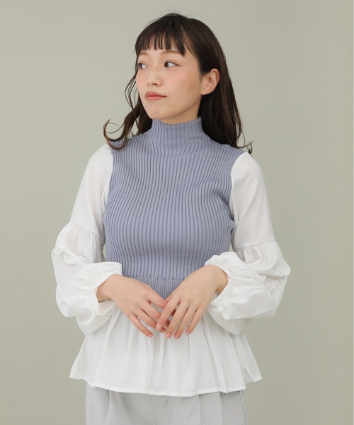 sakishimatokyo（サキシマトーキョー）の「【ZOZO限定】サキシマamp「ニットベストツキボリューム袖シャツ」（シャツ/ブラウス・レディース・ブルー/モカ/ブラック/ベージュ・FREE）」の9枚目の写真