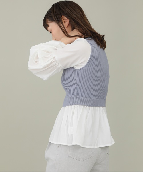 sakishimatokyo（サキシマトーキョー）の「【ZOZO限定】サキシマamp「ニットベストツキボリューム袖シャツ」（シャツ/ブラウス・レディース・ブルー/モカ/ブラック/ベージュ・FREE）」の11枚目の写真