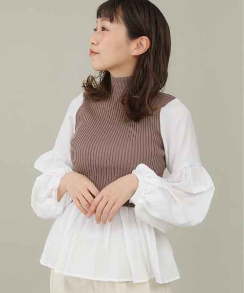 sakishimatokyo（サキシマトーキョー）の「【ZOZO限定】サキシマamp「ニットベストツキボリューム袖シャツ」（シャツ/ブラウス・レディース・ブルー/モカ/ブラック/ベージュ・FREE）」の12枚目の写真