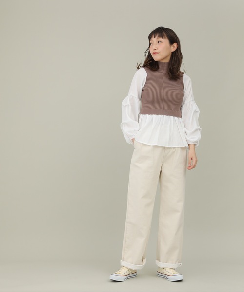 sakishimatokyo（サキシマトーキョー）の「【ZOZO限定】サキシマamp「ニットベストツキボリューム袖シャツ」（シャツ/ブラウス・レディース・ブルー/モカ/ブラック/ベージュ・FREE）」の6枚目の写真