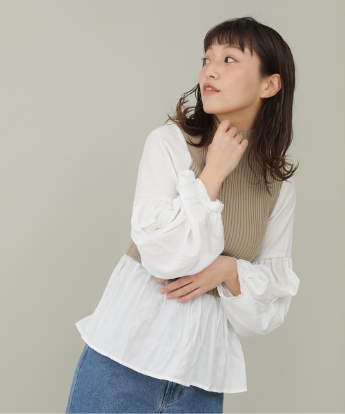 sakishimatokyo（サキシマトーキョー）の「【ZOZO限定】サキシマamp「ニットベストツキボリューム袖シャツ」（シャツ/ブラウス・レディース・ブルー/モカ/ブラック/ベージュ・FREE）」の20枚目の写真