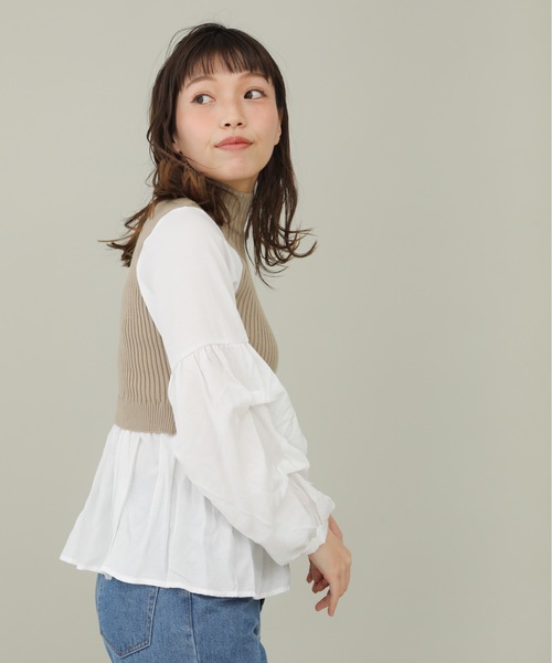 sakishimatokyo（サキシマトーキョー）の「【ZOZO限定】サキシマamp「ニットベストツキボリューム袖シャツ」（シャツ/ブラウス・レディース・ブルー/モカ/ブラック/ベージュ・FREE）」の21枚目の写真