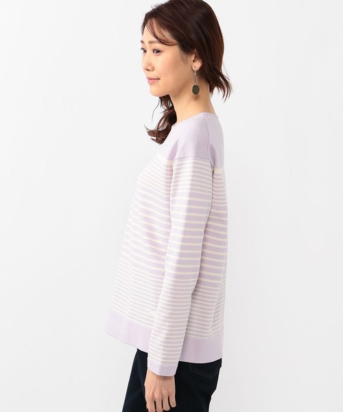 DECOY SINCE 1981（デコイシンスイチキュウハチイチ）の「オーガニックコットンボーダーニットプルオーバー（Tシャツ/カットソー・レディース・ラベンダー/ネイビー/ベージュ・M/L）」の6枚目の写真