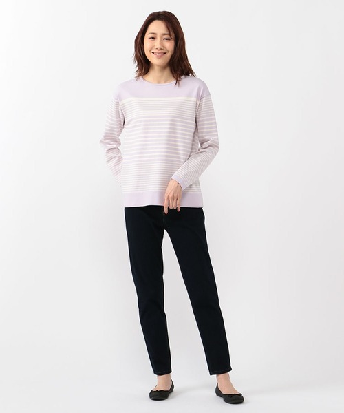 DECOY SINCE 1981（デコイシンスイチキュウハチイチ）の「オーガニックコットンボーダーニットプルオーバー（Tシャツ/カットソー・レディース・ラベンダー/ネイビー/ベージュ・M/L）」の5枚目の写真