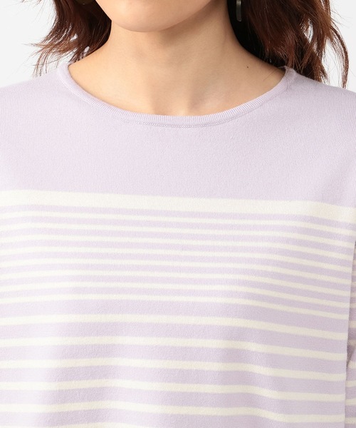 DECOY SINCE 1981（デコイシンスイチキュウハチイチ）の「オーガニックコットンボーダーニットプルオーバー（Tシャツ/カットソー・レディース・ラベンダー/ネイビー/ベージュ・M/L）」の8枚目の写真