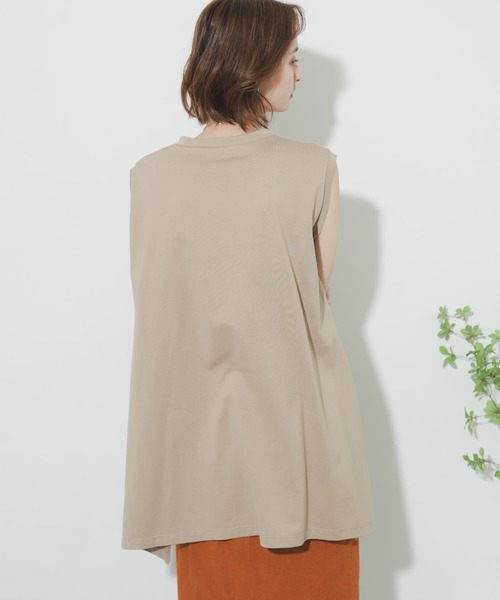 SENSE OF PLACE by URBAN RESEARCH（センスオブプレイスバイアーバンリサーチ）の「オーガニックコットンノースリーブTシャツ（Tシャツ/カットソー・レディース・ライトカーキ/ライトベージュ/オフホワイト/ベージュ/ブラック・ONE）」の21枚目の写真