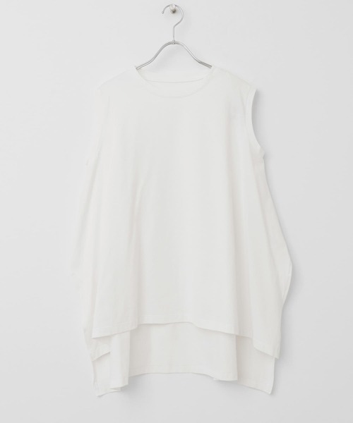 SENSE OF PLACE by URBAN RESEARCH（センスオブプレイスバイアーバンリサーチ）の「オーガニックコットンノースリーブTシャツ（Tシャツ/カットソー・レディース・ライトカーキ/ライトベージュ/オフホワイト/ベージュ/ブラック・ONE）」の9枚目の写真