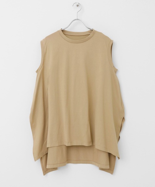 SENSE OF PLACE by URBAN RESEARCH（センスオブプレイスバイアーバンリサーチ）の「オーガニックコットンノースリーブTシャツ（Tシャツ/カットソー・レディース・ライトカーキ/ライトベージュ/オフホワイト/ベージュ/ブラック・ONE）」の10枚目の写真