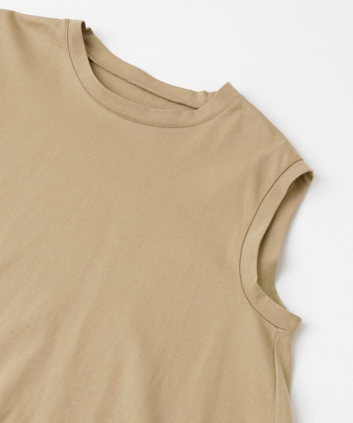 SENSE OF PLACE by URBAN RESEARCH（センスオブプレイスバイアーバンリサーチ）の「オーガニックコットンノースリーブTシャツ（Tシャツ/カットソー・レディース・ライトカーキ/ライトベージュ/オフホワイト/ベージュ/ブラック・ONE）」の11枚目の写真