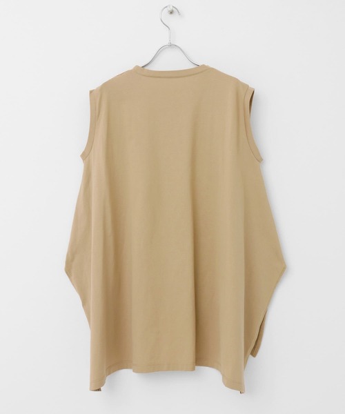 SENSE OF PLACE by URBAN RESEARCH（センスオブプレイスバイアーバンリサーチ）の「オーガニックコットンノースリーブTシャツ（Tシャツ/カットソー・レディース・ライトカーキ/ライトベージュ/オフホワイト/ベージュ/ブラック・ONE）」の13枚目の写真