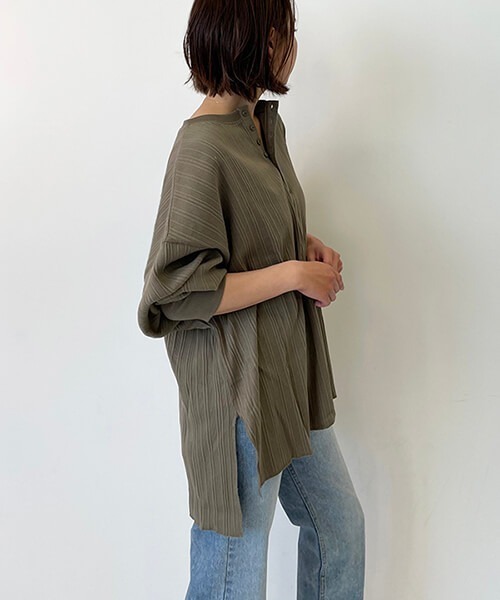 CREDONA（クレドナ）の「ランダムテレコL/S Tee（Tシャツ/カットソー・レディース・ブラック/カーキ/ホワイト系その他・FREE）」の6枚目の写真