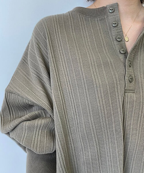 CREDONA（クレドナ）の「ランダムテレコL/S Tee（Tシャツ/カットソー・レディース・ブラック/カーキ/ホワイト系その他・FREE）」の14枚目の写真