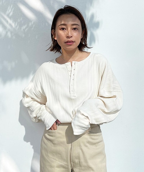 CREDONA（クレドナ）の「ランダムテレコL/S Tee（Tシャツ/カットソー・レディース・ブラック/カーキ/ホワイト系その他・FREE）」の20枚目の写真