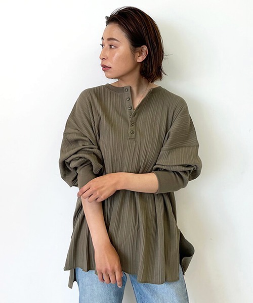 CREDONA（クレドナ）の「ランダムテレコL/S Tee（Tシャツ/カットソー・レディース・ブラック/カーキ/ホワイト系その他・FREE）」の19枚目の写真