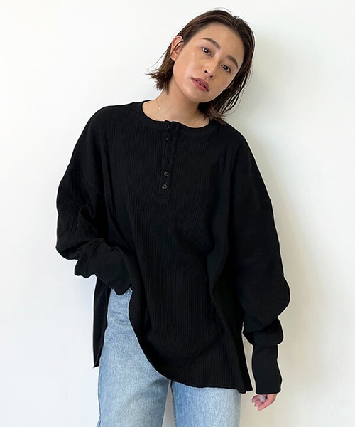 CREDONA（クレドナ）の「ランダムテレコL/S Tee（Tシャツ/カットソー・レディース・ブラック/カーキ/ホワイト系その他・FREE）」の18枚目の写真