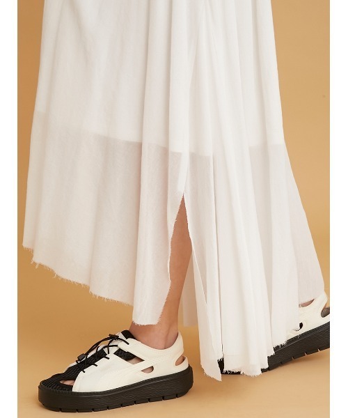 emmi（エミ）の「【emmi yoga】Select by aya yoga 2Way シャーリングスカート（スカート・レディース・オレンジ/アイボリー・FREE）」の7枚目の写真