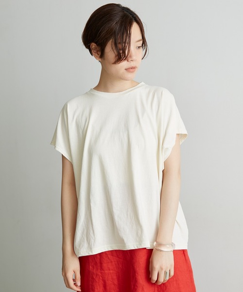 note et silence （ノートエシロンス）の「ハイト天竺ハイウェット　フレンチT（Tシャツ/カットソー・レディース・ホワイト/チャコールグレー/ブルー/ボルドー/グレー・FREE）」の2枚目の写真