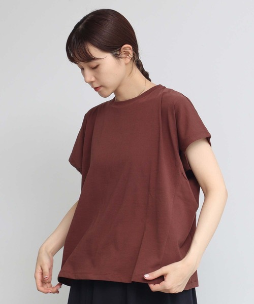 note et silence （ノートエシロンス）の「ハイト天竺ハイウェット　フレンチT（Tシャツ/カットソー・レディース・ホワイト/チャコールグレー/ブルー/ボルドー/グレー・FREE）」の5枚目の写真