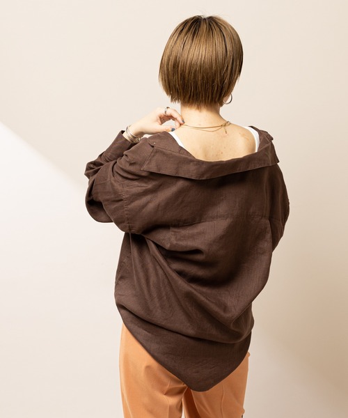 SHENERY（シーナリー）の「2WAYリネンカシュクールオーバーシャツ（シャツ/ブラウス・レディース・ベージュ/オフホワイト/ピンク/ダークブラウン・FREE）」の21枚目の写真