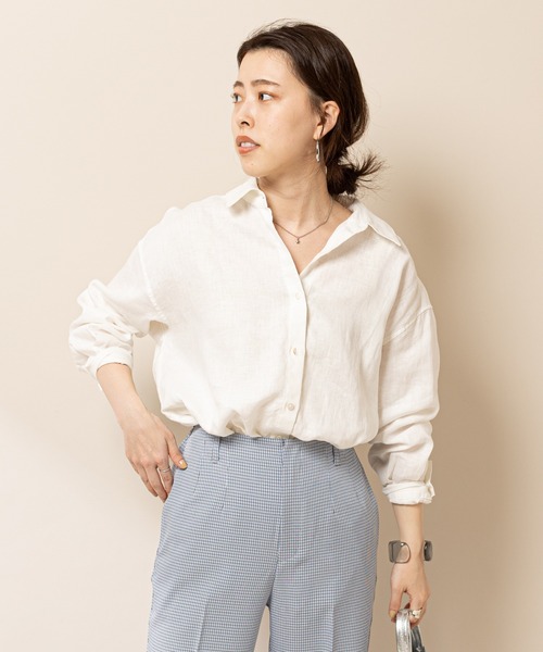 SHENERY（シーナリー）の「2WAYリネンカシュクールオーバーシャツ（シャツ/ブラウス・レディース・ベージュ/オフホワイト/ピンク/ダークブラウン・FREE）」の8枚目の写真