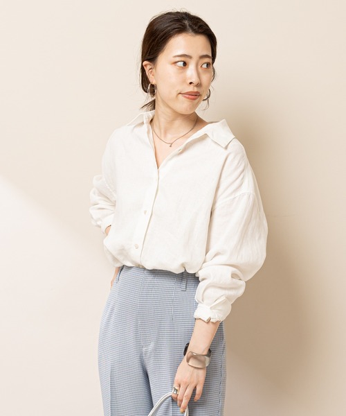 SHENERY（シーナリー）の「2WAYリネンカシュクールオーバーシャツ（シャツ/ブラウス・レディース・ベージュ/オフホワイト/ピンク/ダークブラウン・FREE）」の9枚目の写真