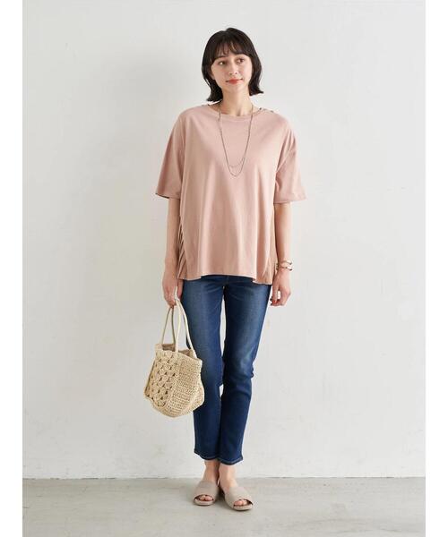 earth music&ecology（アースミュージックアンドエコロジー）の「サイドプリーツカットプルオーバー ＊（Tシャツ/カットソー・レディース・サックスブルー/ピンクベージュ/オフホワイト/ネイビー・FREE）」の16枚目の写真