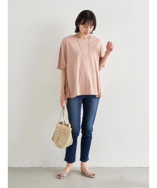 earth music&ecology（アースミュージックアンドエコロジー）の「サイドプリーツカットプルオーバー ＊（Tシャツ/カットソー・レディース・サックスブルー/ピンクベージュ/オフホワイト/ネイビー・FREE）」の18枚目の写真