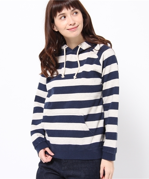 BEAMS BOY（ビームスボーイ）の「BEAMS BOY / 3.5cm ボーダー プルオーバーパーカ **（パーカー・レディース・ブラック/ネイビー・ONE SIZE）」の4枚目の写真