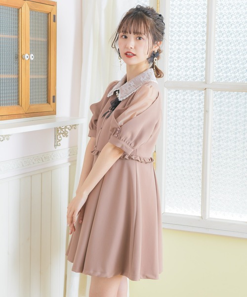 ROJITA（ロジータ）の「衿レーススリットシアー半袖ワンピース（ワンピース・レディース・ブラウン/ブラック/ピンク・FREE）」の13枚目の写真