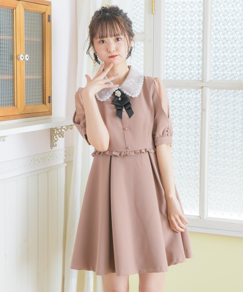 ROJITA（ロジータ）の「衿レーススリットシアー半袖ワンピース