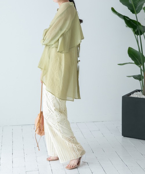 Eimee Law(エイミーロウ)の「パネルレースリラックスPT(その他パンツ・レディース・ブラック/アイボリー・38)」の6枚目の写真