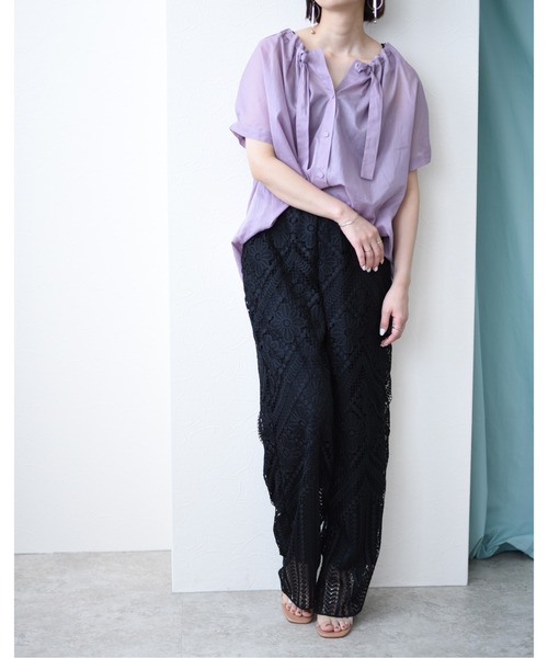 Eimee Law(エイミーロウ)の「パネルレースリラックスPT(その他パンツ・レディース・ブラック/アイボリー・38)」の18枚目の写真