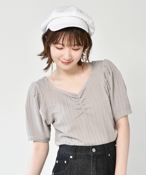 RETRO GIRL（レトロガール）の「ナチュラルキャスケット（キャスケット・レディース・ブラック/オフホワイト/ライトベージュ・FREE）」の2枚目の写真